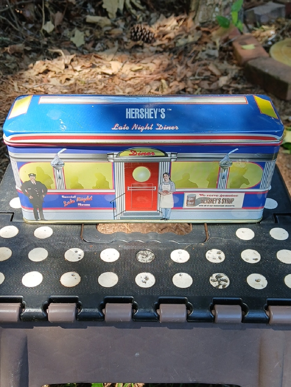 HERSHEY'S Blue Retro Diner Decorative Tin 8"×2"×4"